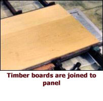 Timber boards are joined to panel